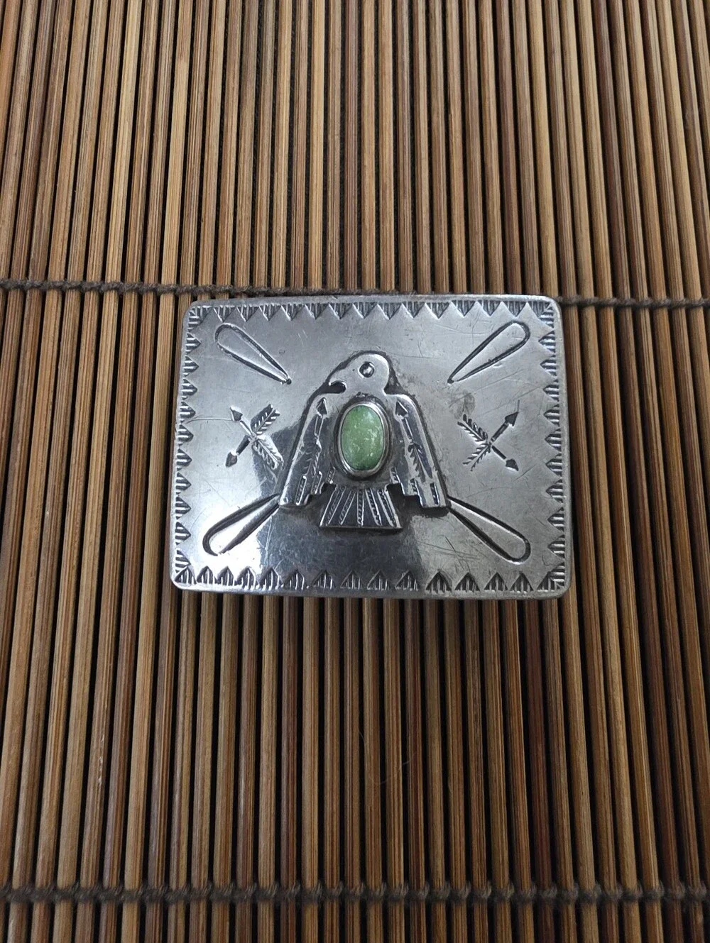 Sterling Silver Turquoise Thunderbird Belt Buckle (Vintage)
